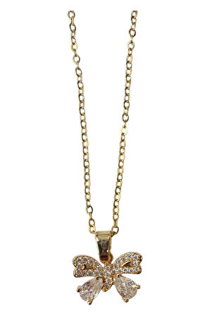 Altın Renk Fiyonk Sf Zincir Çelik Kolye - 3659