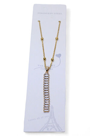 Altın Renk Baget Model Top Zincir Çelik Kolye - 3680