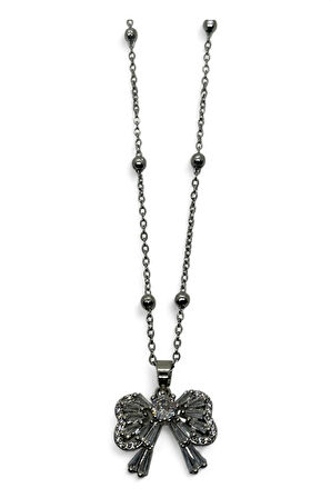 Gümüş Renk Baget Fiyonk Model Top Zincir Çelik Kolye - 3764