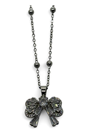 Gümüş Renk Baget Fiyonk Model Top Zincir Çelik Kolye - 3764