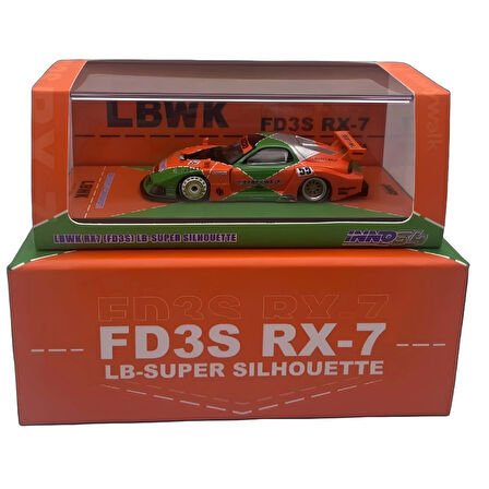 Inno 1/64 LBWK RX7 (FD3S) LB-SUPER Silhoutte Koleksiyonluk Metal Model Araba