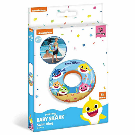 Baby Shark Figürlü Deniz Havuz Çocuk Yüzücü Can Simidi 50 cm