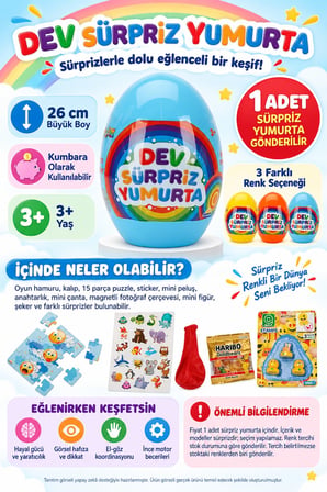 Dev Sürpriz Yumurta Oyuncaklı Kumbara Karışık Renk 3+ Yaş 26 cm