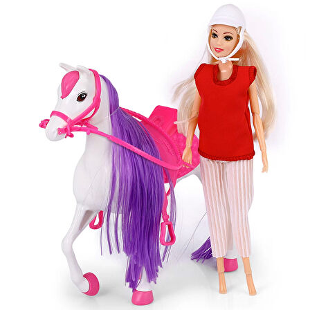 Jasmine Atlı Bebek Beyaz - Pembe 28 CM