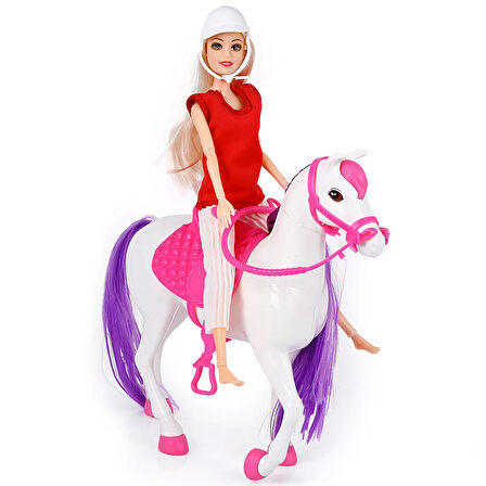 Jasmine Atlı Bebek Beyaz - Pembe 28 CM