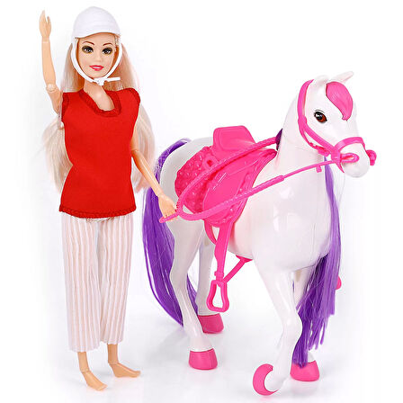 Jasmine Atlı Bebek Beyaz - Pembe 28 CM
