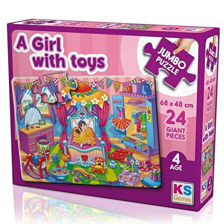 A Girl With Toys 24 Parça Jumbo Boy Puzzle