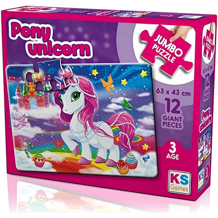 Pony Unicorn 12 Parça Jumbo Boy Puzzle