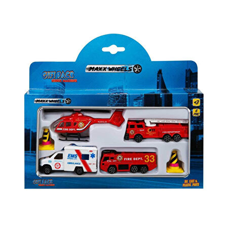 Maxx Wheels Mini Acil Durum Araç Seti - 6 Parça