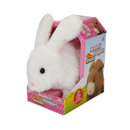 Sevimli Sesli Pilli Peluş Tavşan Robbie - 23 CM