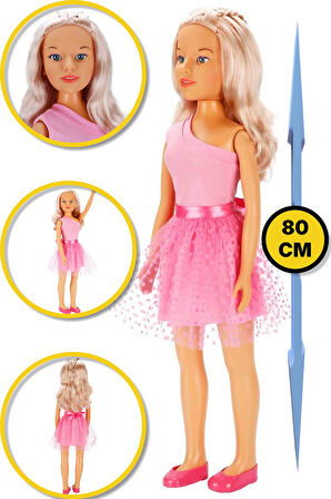 Büyük Boy Yürüyüş Arkadaşım Clara Party Dev Bebek 80 cm - Koyu Pembe Renkli