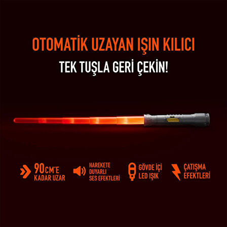 Uzayıp Kısalan Sesli Işıklı Power Saber Işın Kılıcı Kırmızı - 90 CM