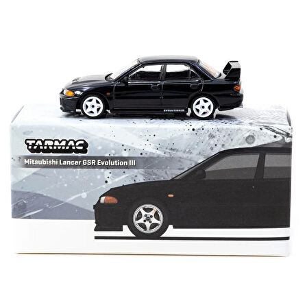 Tarmac Works 1/64 Mitsubishi Lancer GSR Evolution III Black Koleksiyonluk Metal Model Araba