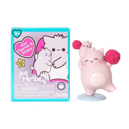 Pembe Kedi Sürpriz Paket Koleksiyonluk Mini Figür ve Çıkartma 1 Adet 7,6 cm