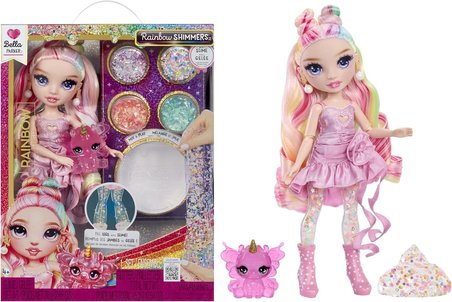 Rainbow High Bella PARKER Rainbow Shimmers Slime Kitli 28 Cm Bebek Figürü Evcil Lamalı Oyuncak