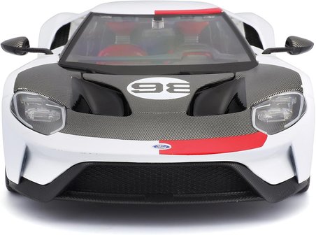 Maisto 1:18 2021 Ford GT Heritage Edition #98 Diecast Model Araba Metal Gövde Açılır Kapılı Beyaz 3+