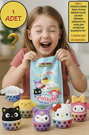 1 ADET Sürpriz Squishmallows Mystery Squad Hello Kitty ve Arkadaşları Temalı Sürpriz Paket - 13 CM