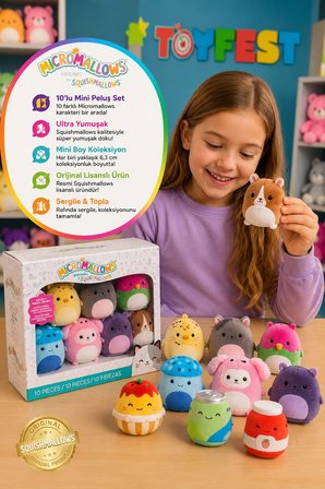 Squishmallows Micromallows 10’lu Mini Peluş Oyuncak Seti Orijinal Lisanslı 6,3 cm