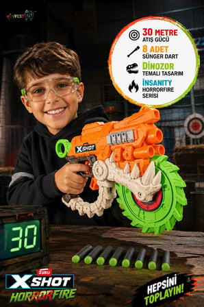Horror Fire Dart Tabancası 8 Dart 30 Metre Atış Gücü Insanity Serisi 28 Cm