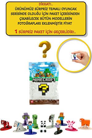 Minecraft Nano Metalfigs Sürpriz Paket– 13 Farklı Figürden 1’i (Steve Alex Creeper Panda Axolotl vb)