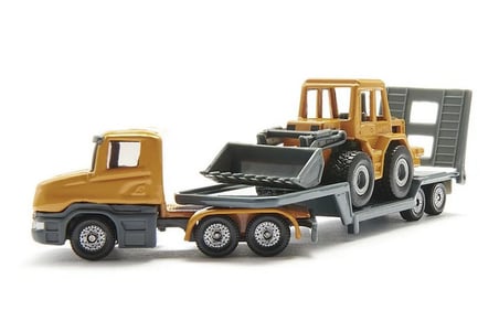Siku 1616 Low Loader Ön Yükleyici Taşıyıcı Tır Çekici Kepçeli İş Makinesi Modeli Dorseli Set 15.8 CM