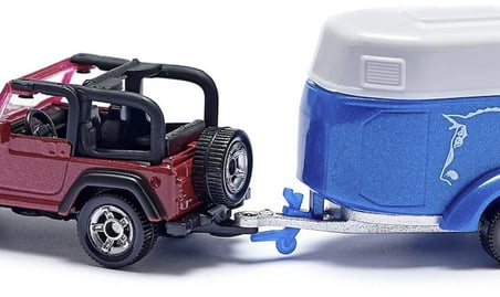Siku 1651 Jeep Wrangler 4x4 At Taşıma Römorklu Metal Oyuncak Araba At Figürlü Koleksiyon Set 14.6 CM