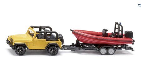 Siku Jeep Wrangler Tekneli Römorklu Die Cast Metal Oyuncak Araba Tekne Seti 4x4 Sarı Kırmızı 16.7 CM
