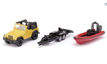 Siku Jeep Wrangler Tekneli Römorklu Die Cast Metal Oyuncak Araba Tekne Seti 4x4 Sarı Kırmızı 16.7 CM