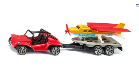 Siku Buggy Çekmeli Spor Uçak Römorklu Model Araba Oyuncak Metal Diecast Kırmızı Sarı Arabası 15.2 CM