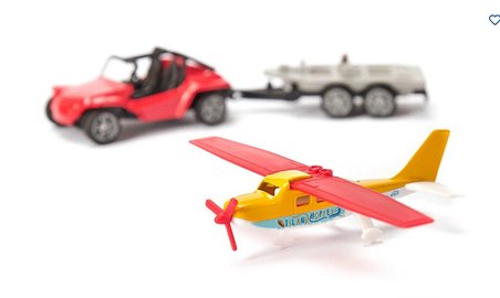 Siku Buggy Çekmeli Spor Uçak Römorklu Model Araba Oyuncak Metal Diecast Kırmızı Sarı Arabası 15.2 CM
