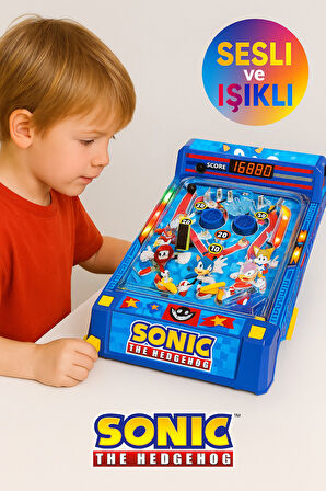 Sonic™ LED Işıklı ve Sesli Masaüstü Pinball – Elektronik Skorlu Retro Oyun (28x14x41 cm)