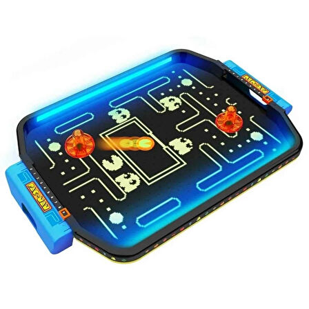 PAC-MAN Işıklı Masaüstü Hava Hokeyi | 2 Kişilik Eğlence | 50 cm Oyun Masası