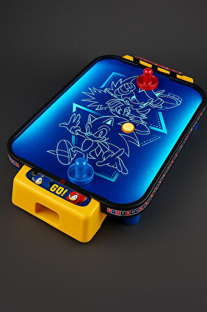 Sonic™ Işıklı Masaüstü Hava Hokeyi | 2 Kişilik Neon Işıklı Eğlence | 49 cm Oyun Seti