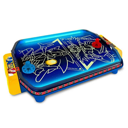 Sonic™ Işıklı Masaüstü Hava Hokeyi | 2 Kişilik Neon Işıklı Eğlence | 49 cm Oyun Seti