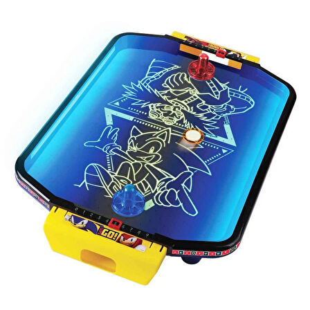 Sonic™ Işıklı Masaüstü Hava Hokeyi | 2 Kişilik Neon Işıklı Eğlence | 49 cm Oyun Seti