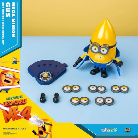 Minion 4 Mega Gus Aksiyon Figürü Değiştirilebilir Yüzler Döner Kafa Hareketli Eklem 13 cm