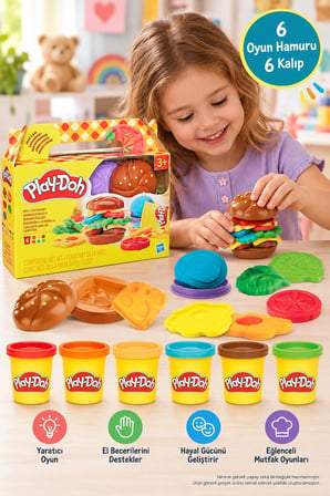 Play-Doh Yiyecek Şekilleri Oyun Hamuru Barbekü Seti 6 Hamur 6 Kalıp Çocuk Mutfak Oyuncak Seti