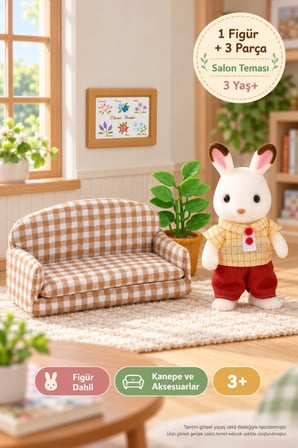 Sylvanian Families Çikolata Kulaklı Tavşan Baba Figür ve Kanepe Seti 5013 8 cm