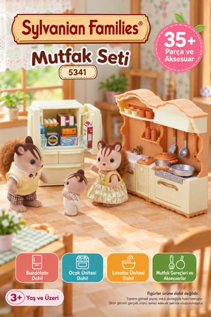 Sylvanian Families Mutfak Seti 5341 Buzdolabı Ocak Lavabo 35+ Parça Aksesuar