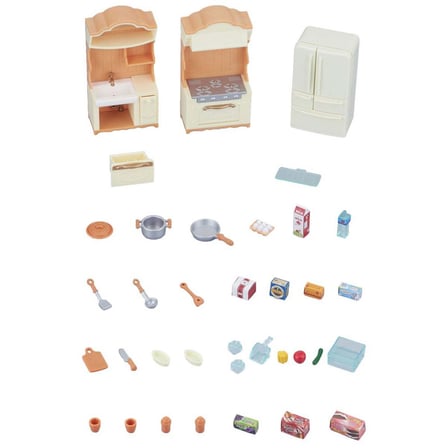 Sylvanian Families Mutfak Seti 5341 Buzdolabı Ocak Lavabo 35+ Parça Aksesuar
