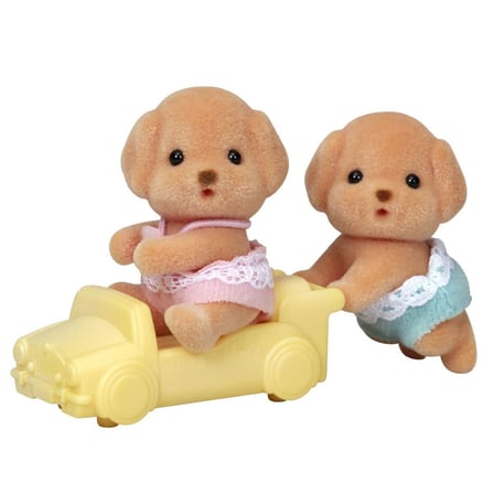 Sylvanian Families Kaniş İkizler 5425 2 Bebek Figür ve Sarı Oyuncak Araba Seti ~5 cm