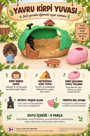 Sylvanian Families Yavru Kirpi Yuvası 5453 Kaydıraklı Oyun Evi Kirpi Bebek Figürlü - 4 cm
