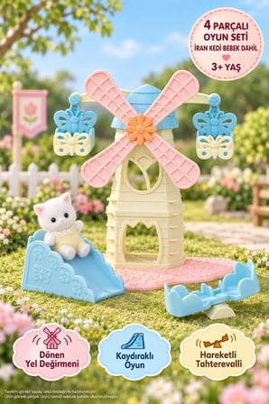 Sylvanian Families Bebek Yel Değirmeni Parkı 5526 İran Kedi Figürlü Oyun Seti 4 cm