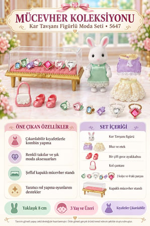 Sylvanian Families Kar Tavşanı Moda Mücevher Takı Aksesuar Oyun Seti 5647 - 8 cm