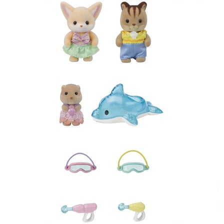 Sylvanian Families Havuz Eğlencesi 3’lü Bebek Figür ve Aksesuar Seti 5749 3-4 cm