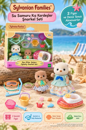 Sylvanian Families Su Samuru Kız Kardeşler Şnorkel Seti 5804 2 Figür 4-7 cm