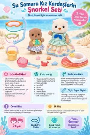 Sylvanian Families Su Samuru Kız Kardeşler Şnorkel Seti 5804 2 Figür 4-7 cm