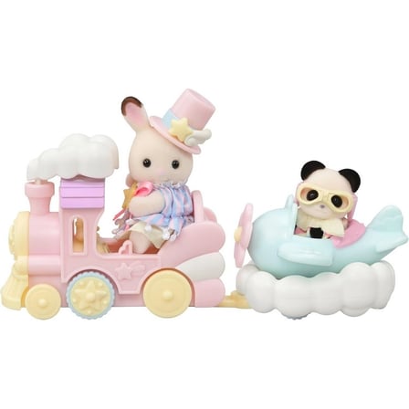 Sylvanian Families Lunapark Uçak ve Tren Seti 2 Bebek Figürlü Hareketli Oyuncak 5819 3-5 cm