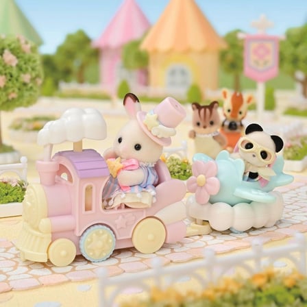 Sylvanian Families Lunapark Uçak ve Tren Seti 2 Bebek Figürlü Hareketli Oyuncak 5819 3-5 cm