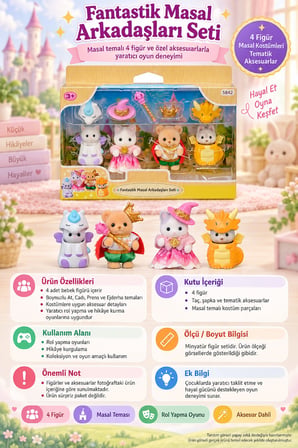 Sylvanian Families Fantastik Masal Arkadaşları 4'lü Bebek Figür Seti 5842 4-6 cm 